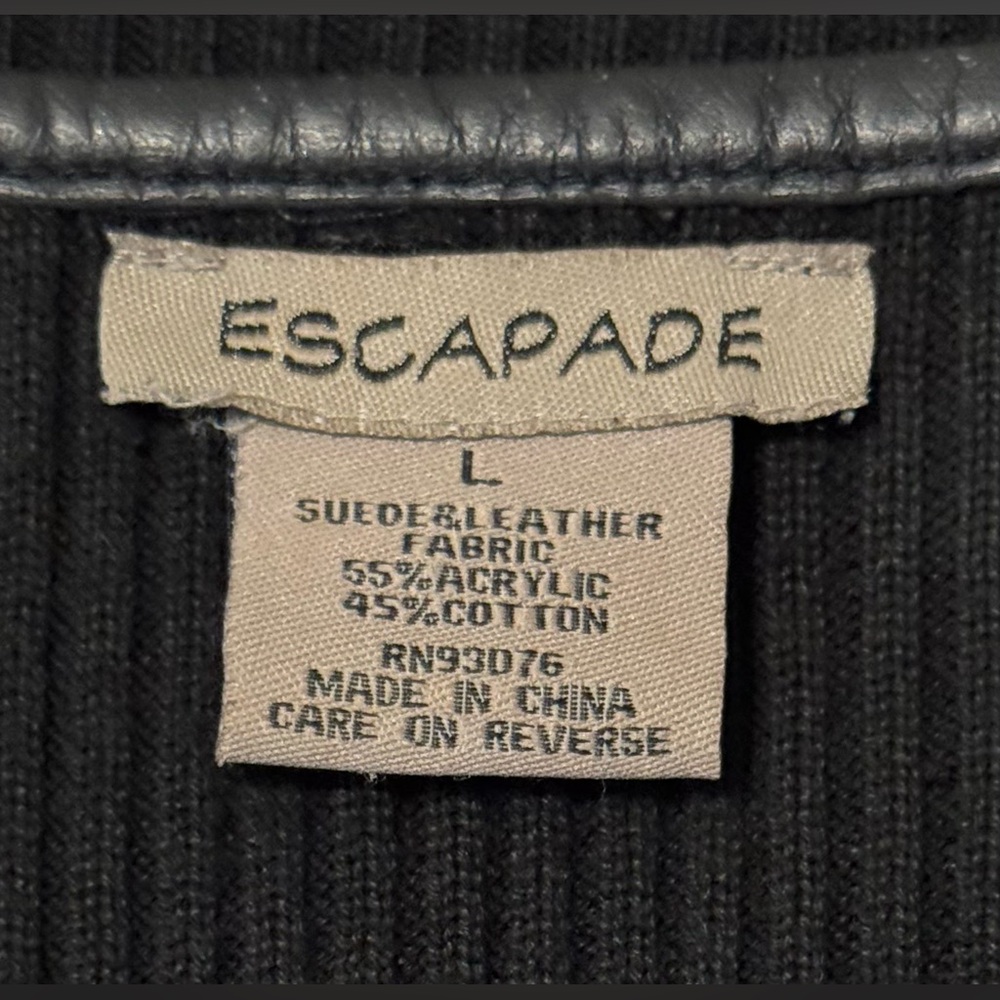 Vintage Escapade Suede Front Knit Sweater Jacked With Studded Leather Trim - L - Picture 7 of 8